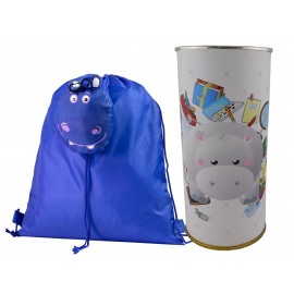 Mochila infantil hipopotamo en lata