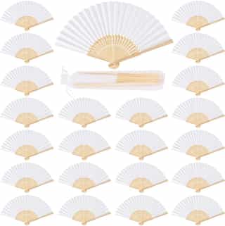 iZoeL Pack de 60 Abanicos de Papel y Madera con Bolsa de Organza