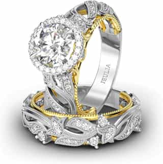 Anillo de compromiso halo Jeulia en plata con baño de oro rosa