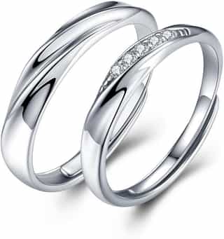 Pareja de anillos de compromiso Endless Love en plata