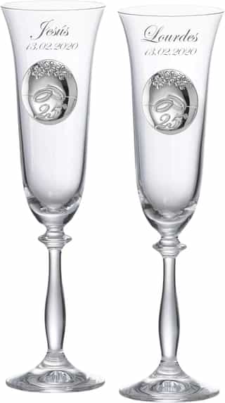 Copas de Champán Personalizadas para Bodas de Plata
