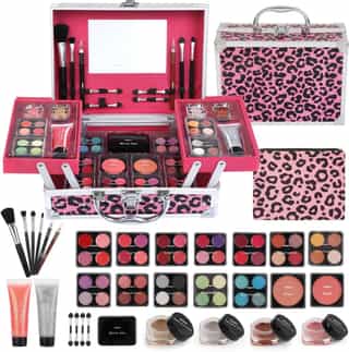Estuche de maquillaje todo en uno con diseño leopardo, Anpro