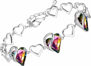 Pulsera de corazones de cristal con caja de regalo