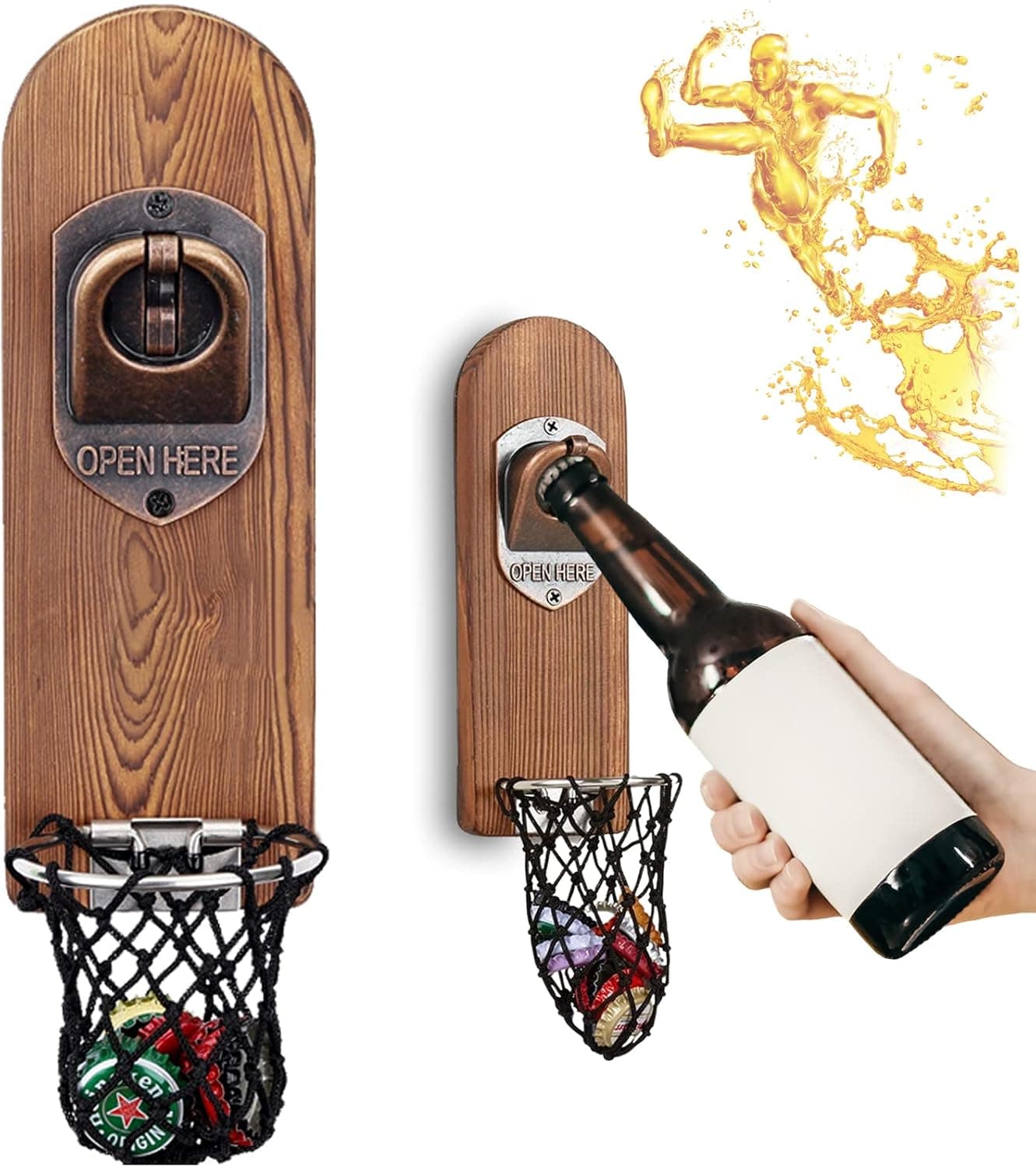 Abridor de cerveza de pared con acabado retro