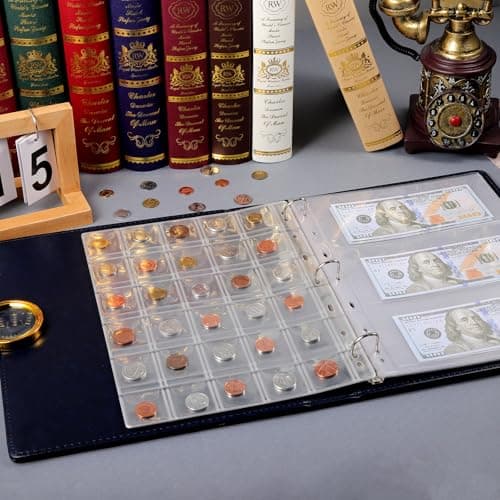Página de bolsillos para billetes con dinero de varios países
