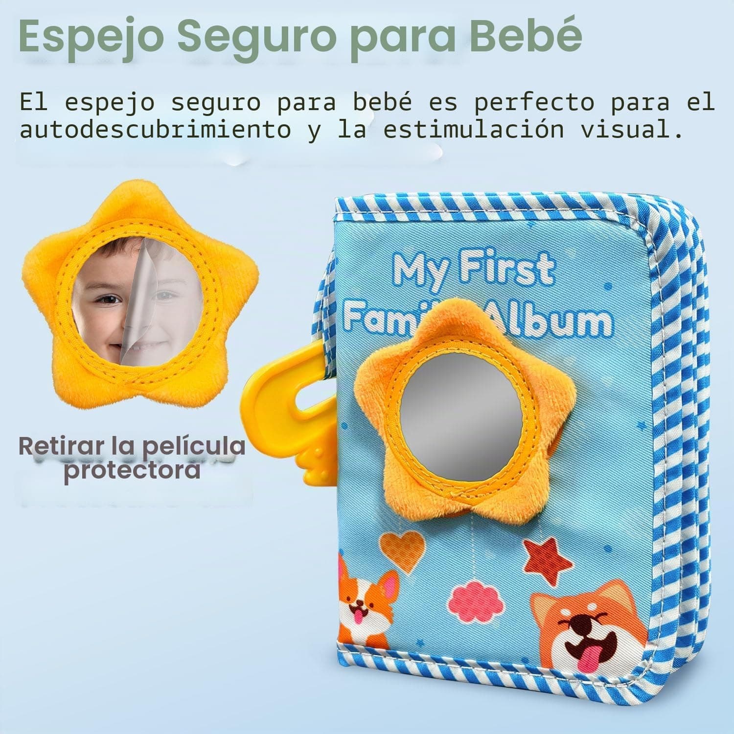 Álbum de Fotos de Algodón Orgánico con Espejo de Seguridad, foto 3