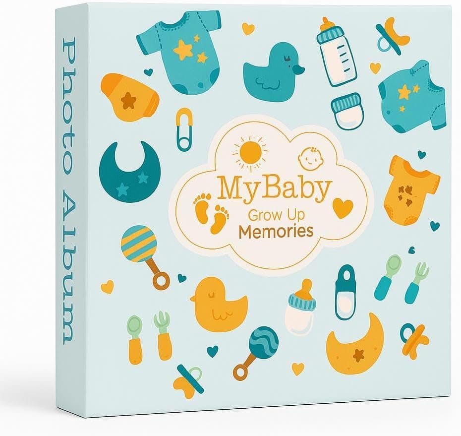 Álbum de fotos de bebé con tapa dura, para pegar y escribir