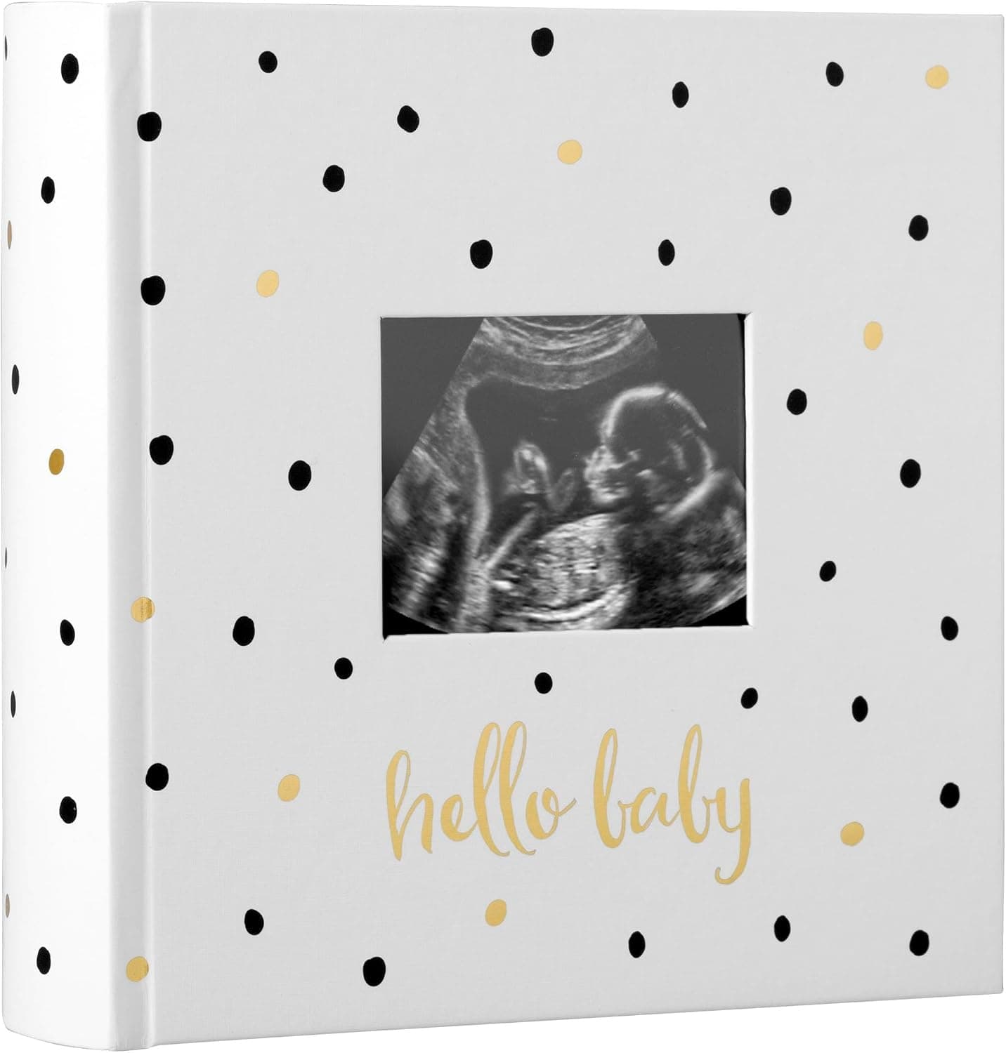 Álbum de fotos de bebé neutro de Pearhead, con cubierta de lunares blancos y negros