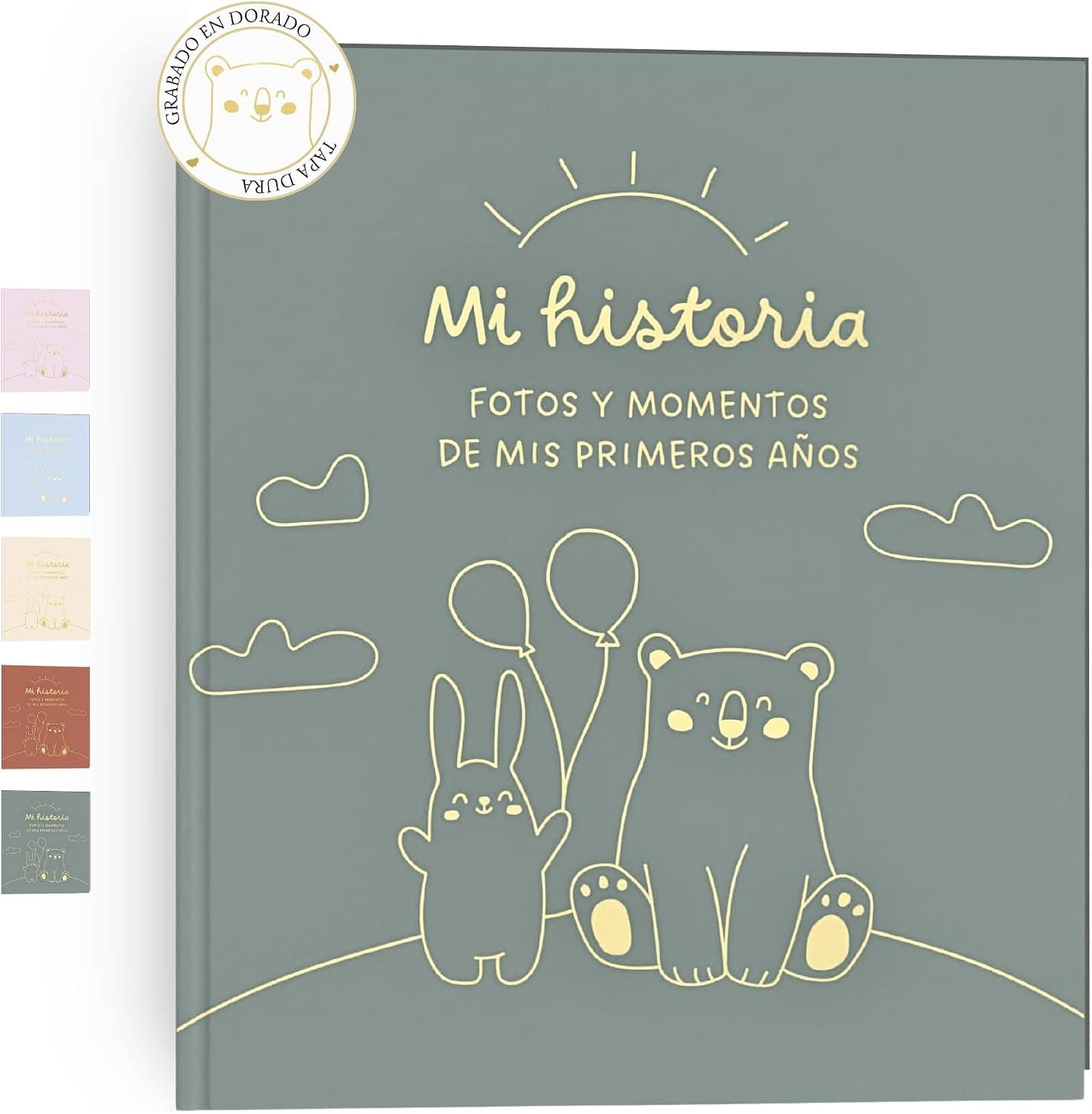 Libro de recuerdos y diario del bebé de HuBorns, con tapa dura verde
