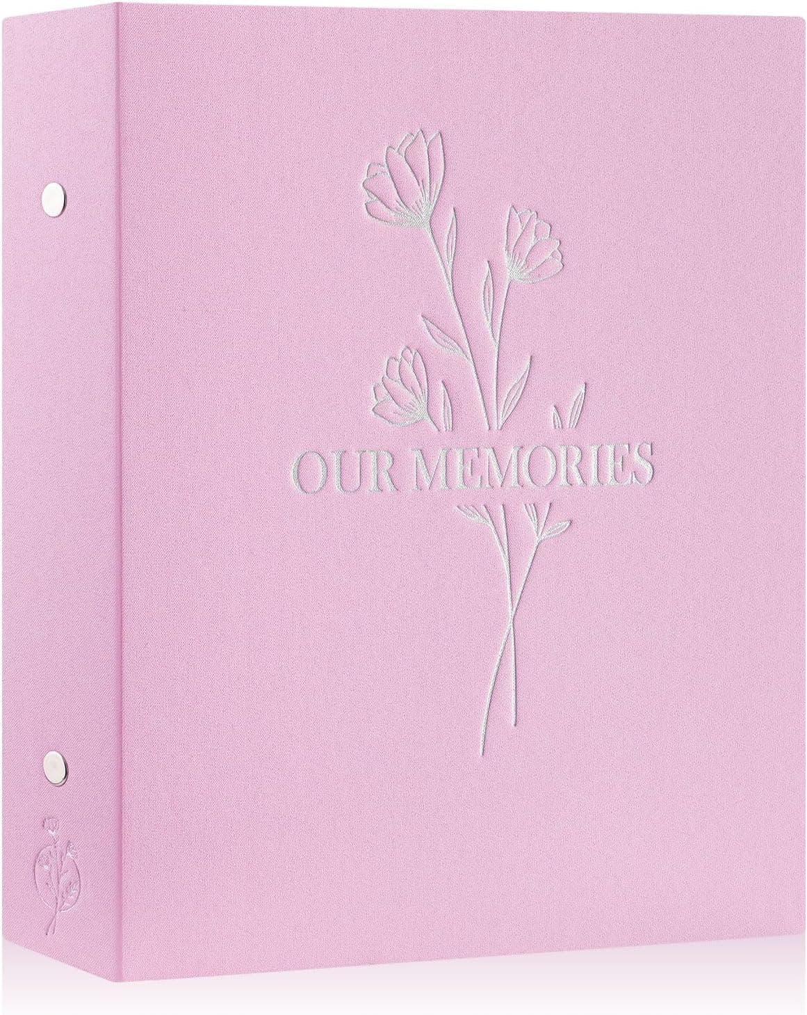 Álbum de fotos de lino «Our Memories», de Lanpn, en rosado