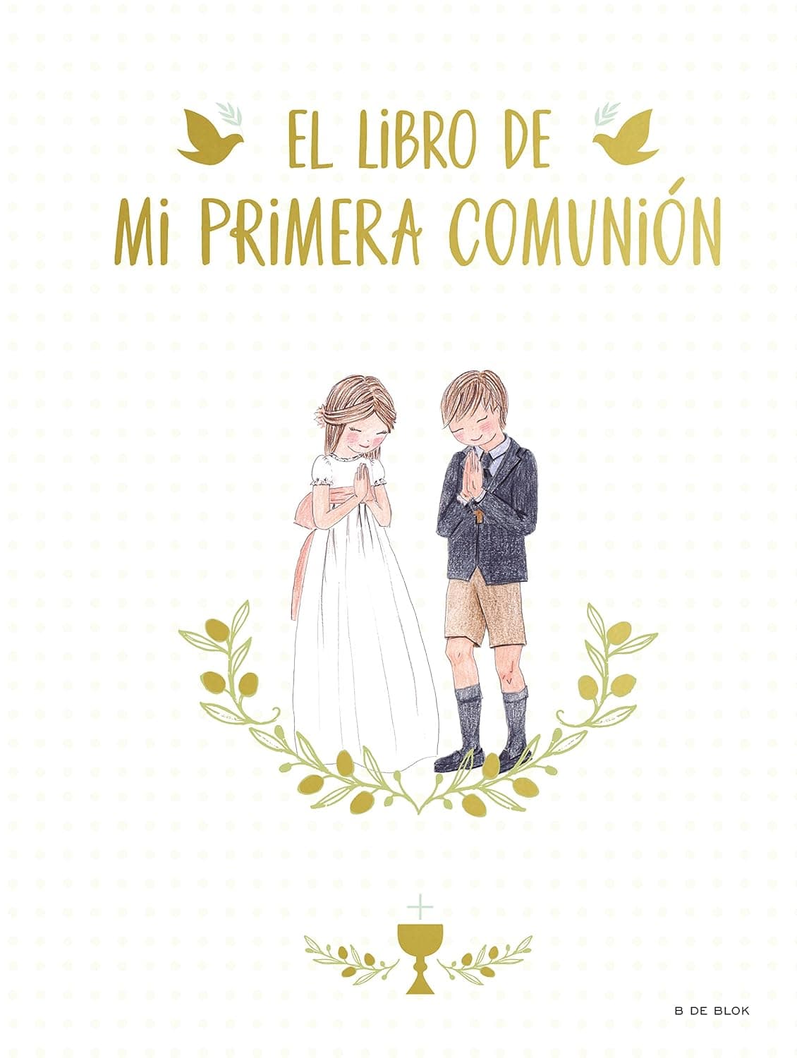 Portada del álbum de recuerdos de la Primera Comunión, con espacio para foto y fecha