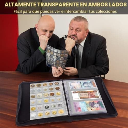 Monedas colocadas dentro del álbum