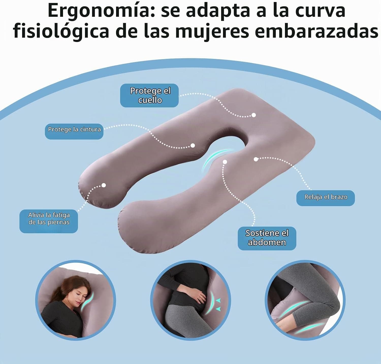 BANNIO Almohada de Embarazo en Forma de U, foto 2