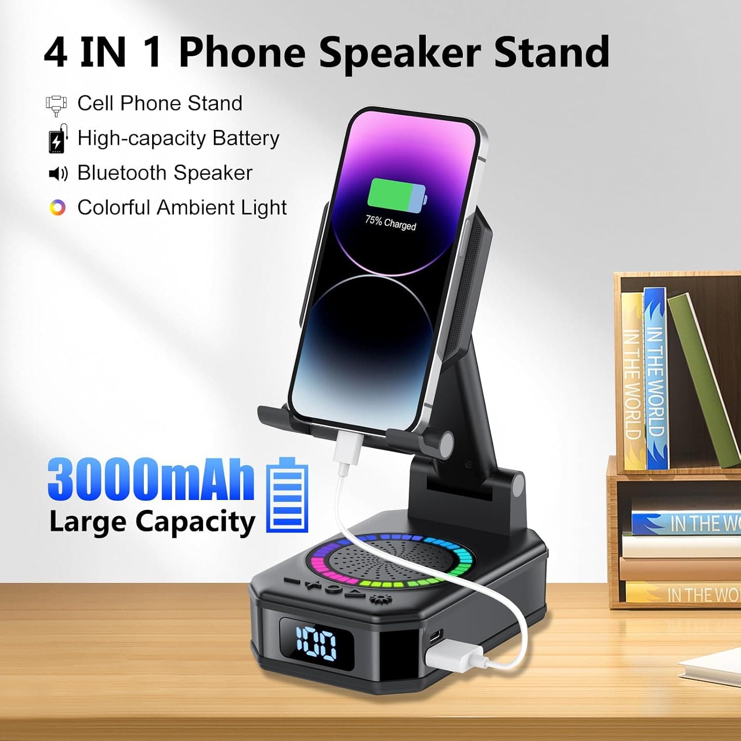 Altavoz Bluetooth pequeño con soporte para móvil, foto 3
