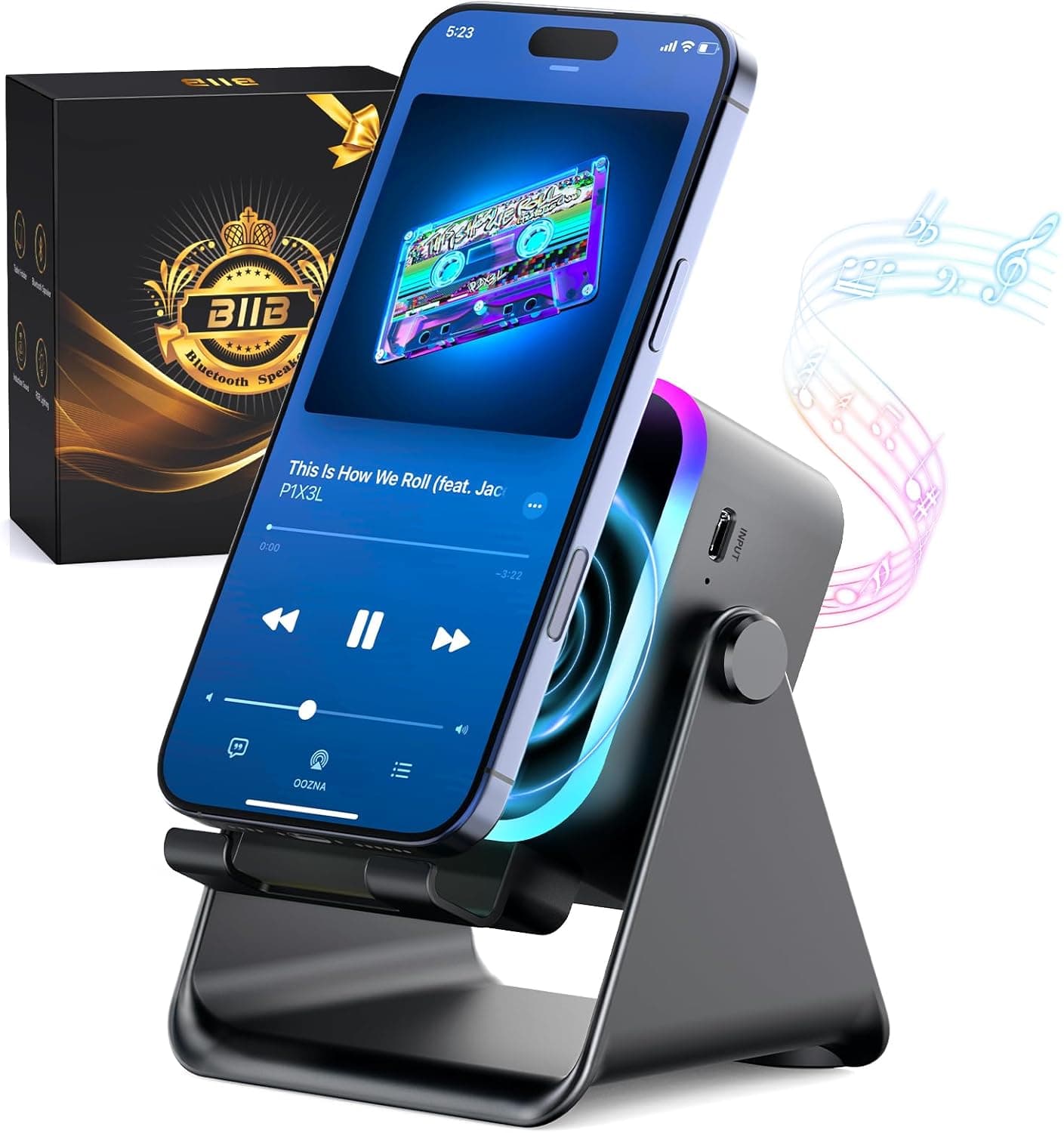 Altavoz Bluetooth con soporte incorporado para el móvil