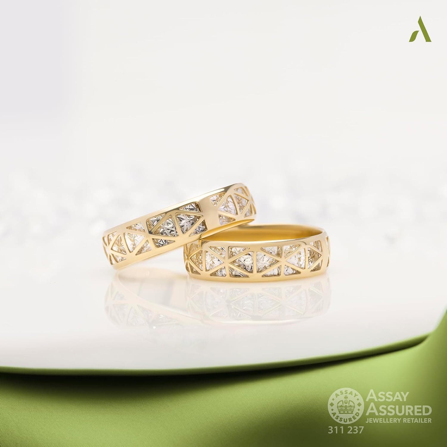 Anillo de compromiso banda Amberta en oro 14 quilates, foto 3