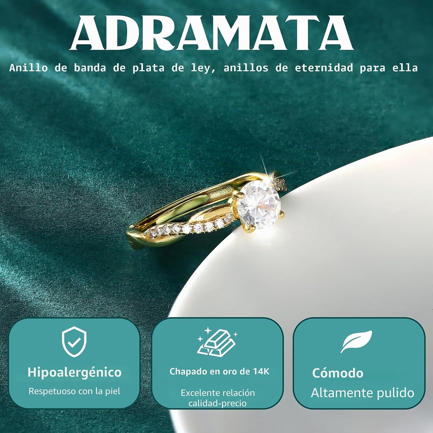 Anillo de compromiso cuerda retorcida Adramata, foto 2