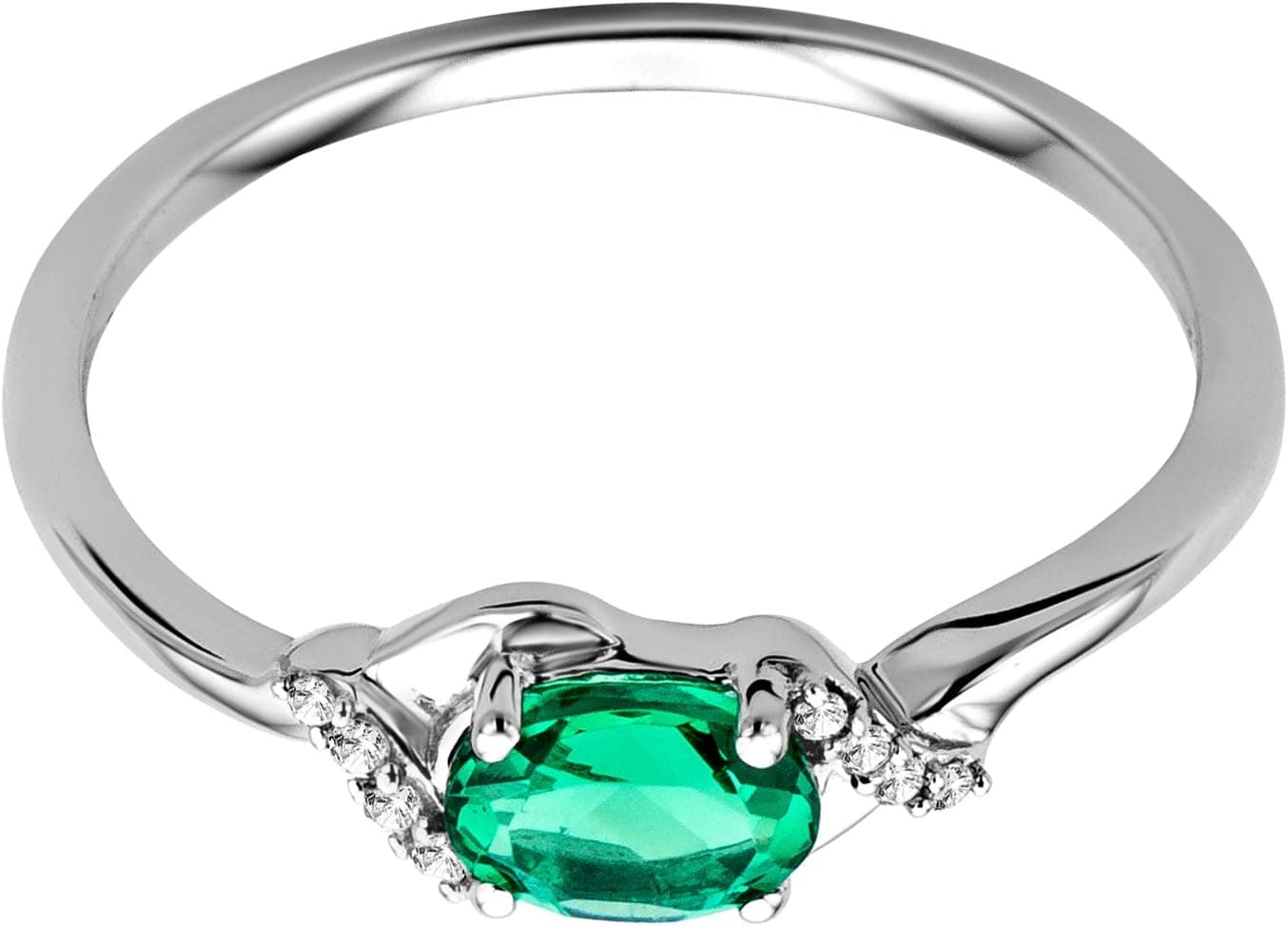Anillo de compromiso con esmeralda MIORE en oro blanco, foto 3