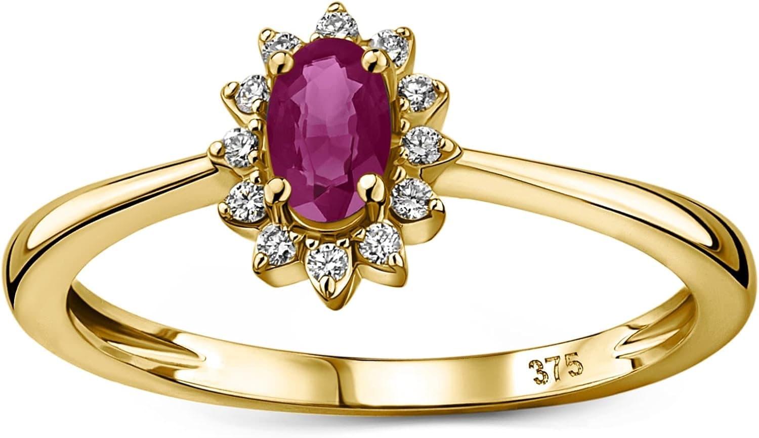 Anillo de compromiso con rubí y flor de diamantes MIORE, foto 3