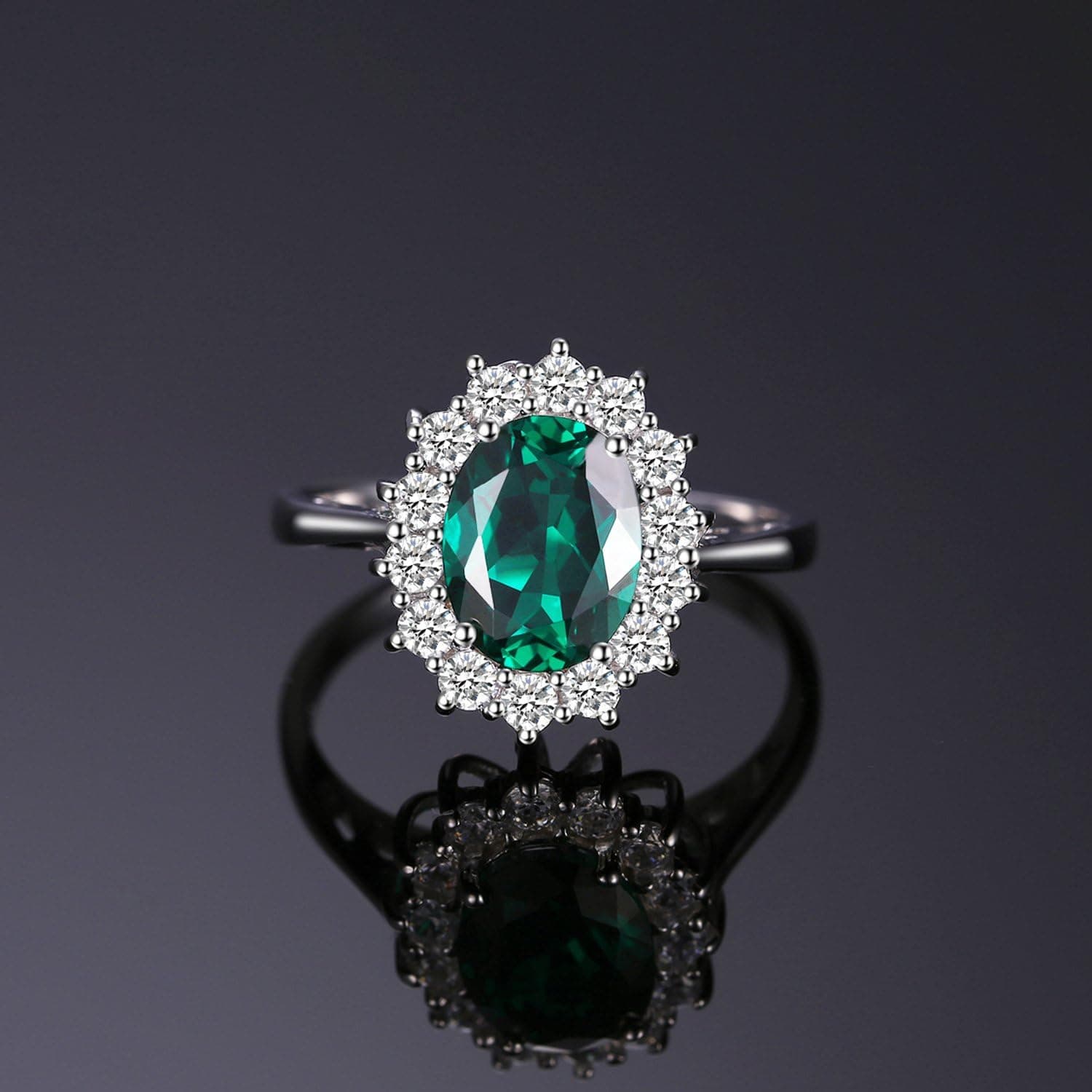 Anillo de compromiso halo esmeralda JewelryPalace, estilo real, foto 3