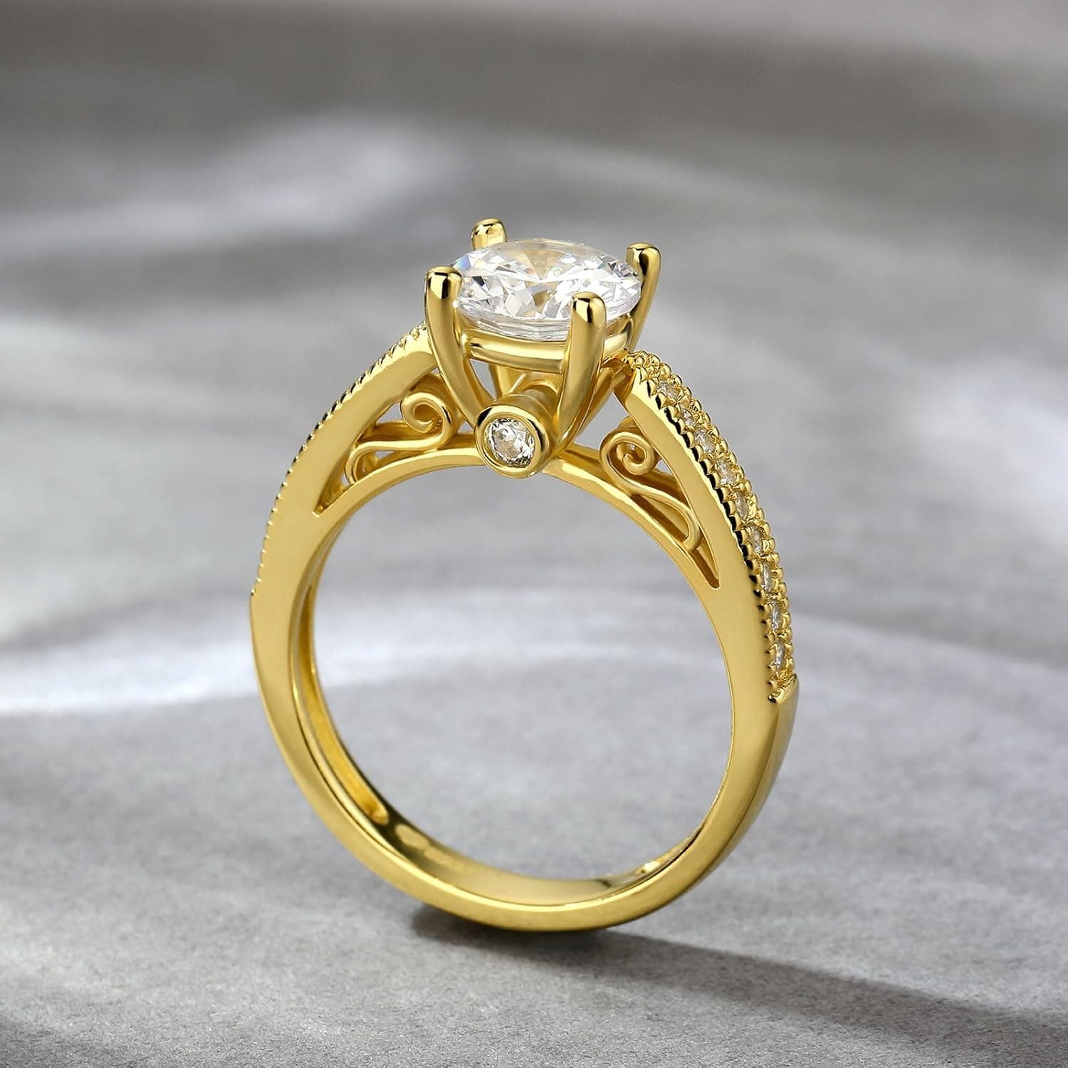 Anillo de compromiso Jeulia solitario con banda de circonitas, foto 3