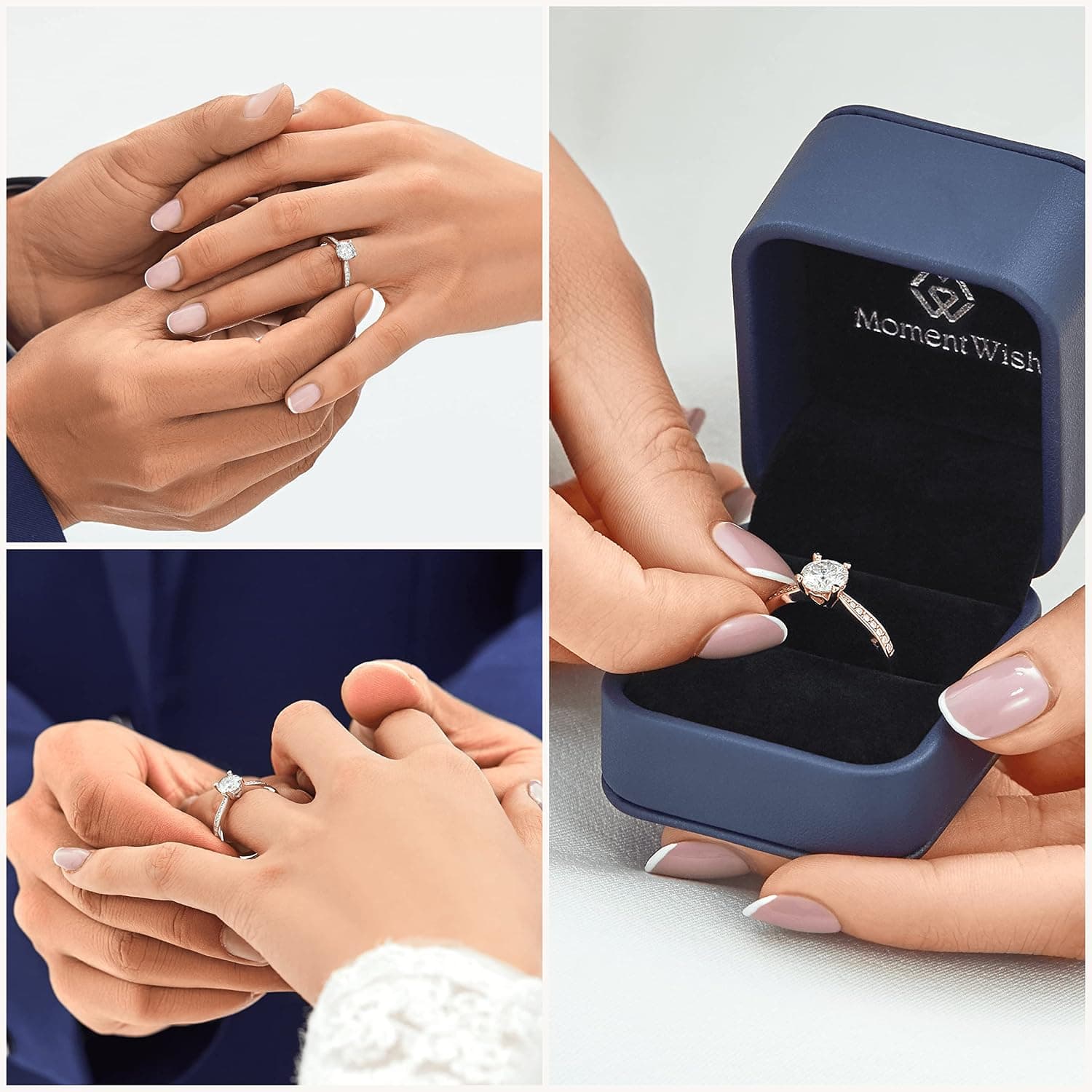 Anillo de compromiso de moissanita halo MomentWish, foto 2