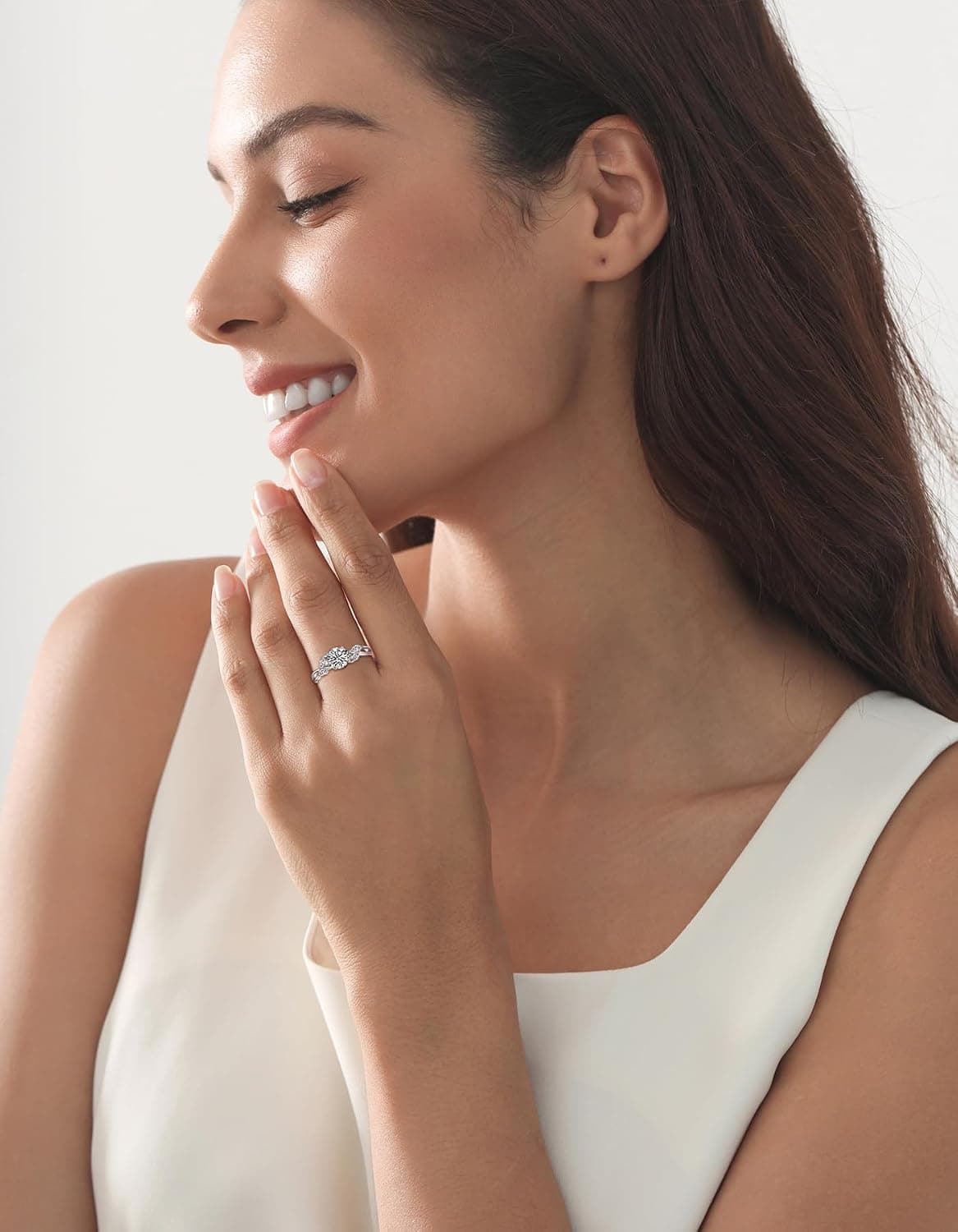 Anillo de compromiso de moissanita con hojas YL, foto 3