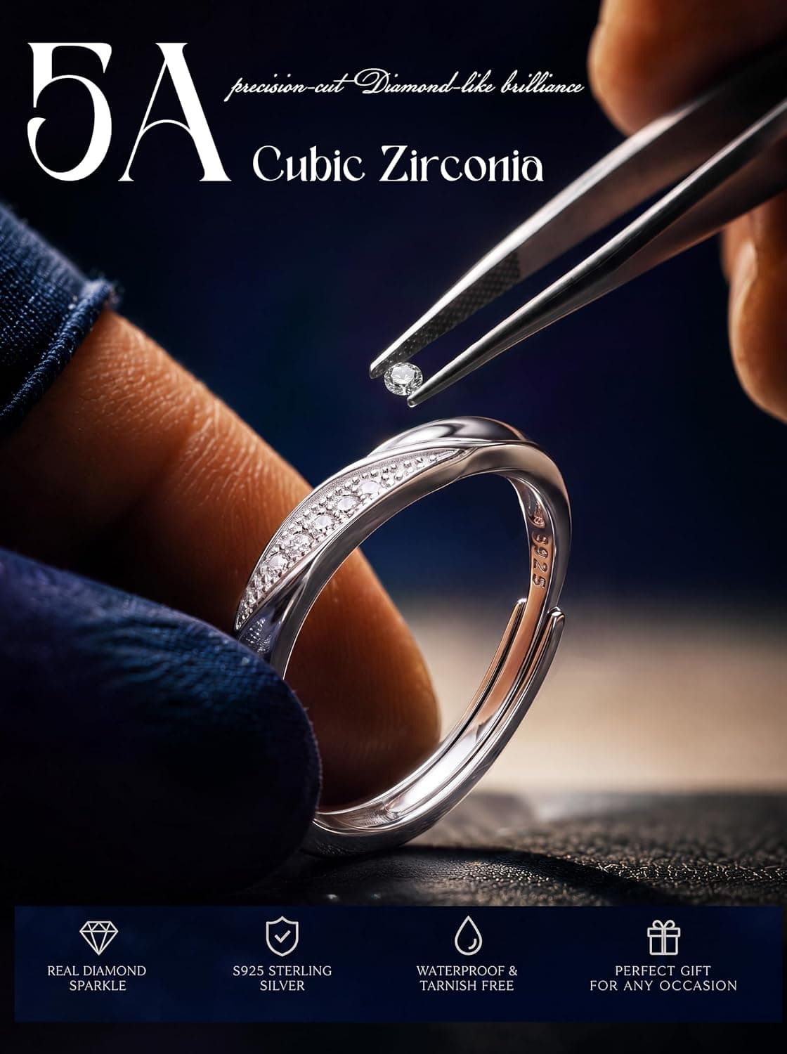 Pareja de anillos de compromiso KALVICA para hombre y mujer, foto 3