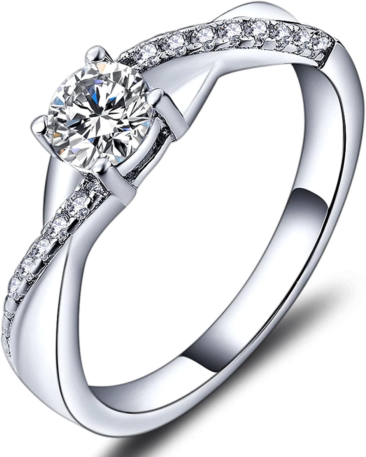 Anillo de plata con doce circonitas de colores distintos engastadas en fila