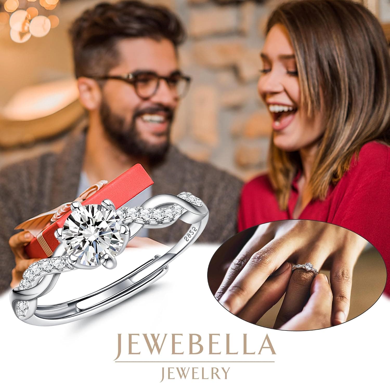 Anillo de compromiso solitario básico JeweBella, foto 3