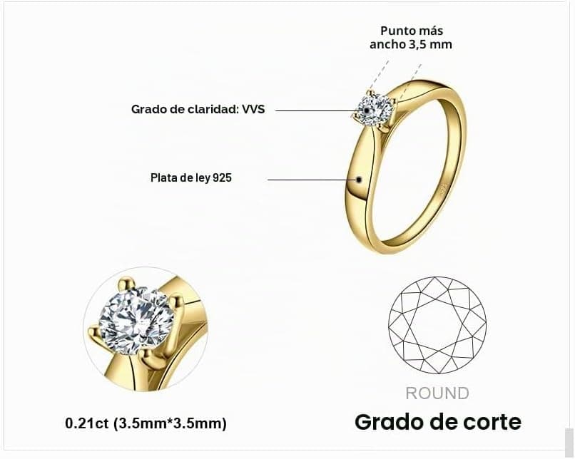 Anillo de compromiso solitario JewelryPalace en plata, foto 2