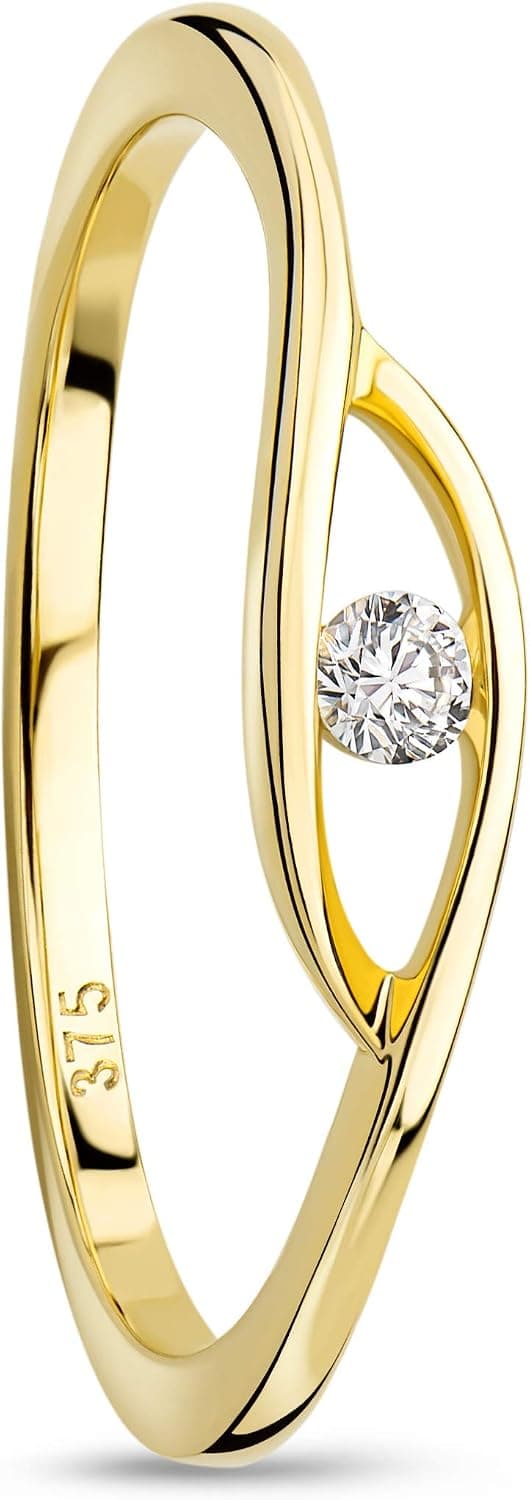 Anillo de compromiso solitario Orovi en oro amarillo, foto 2