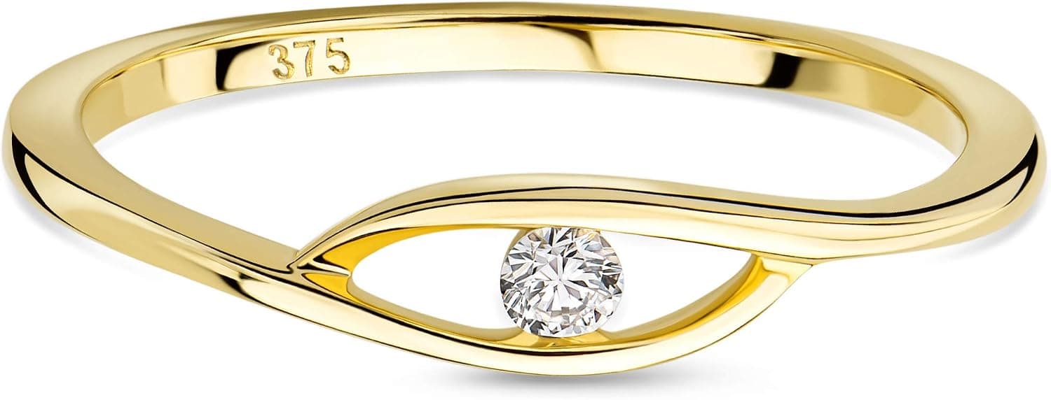 Anillo de compromiso solitario Orovi en oro amarillo, foto 3