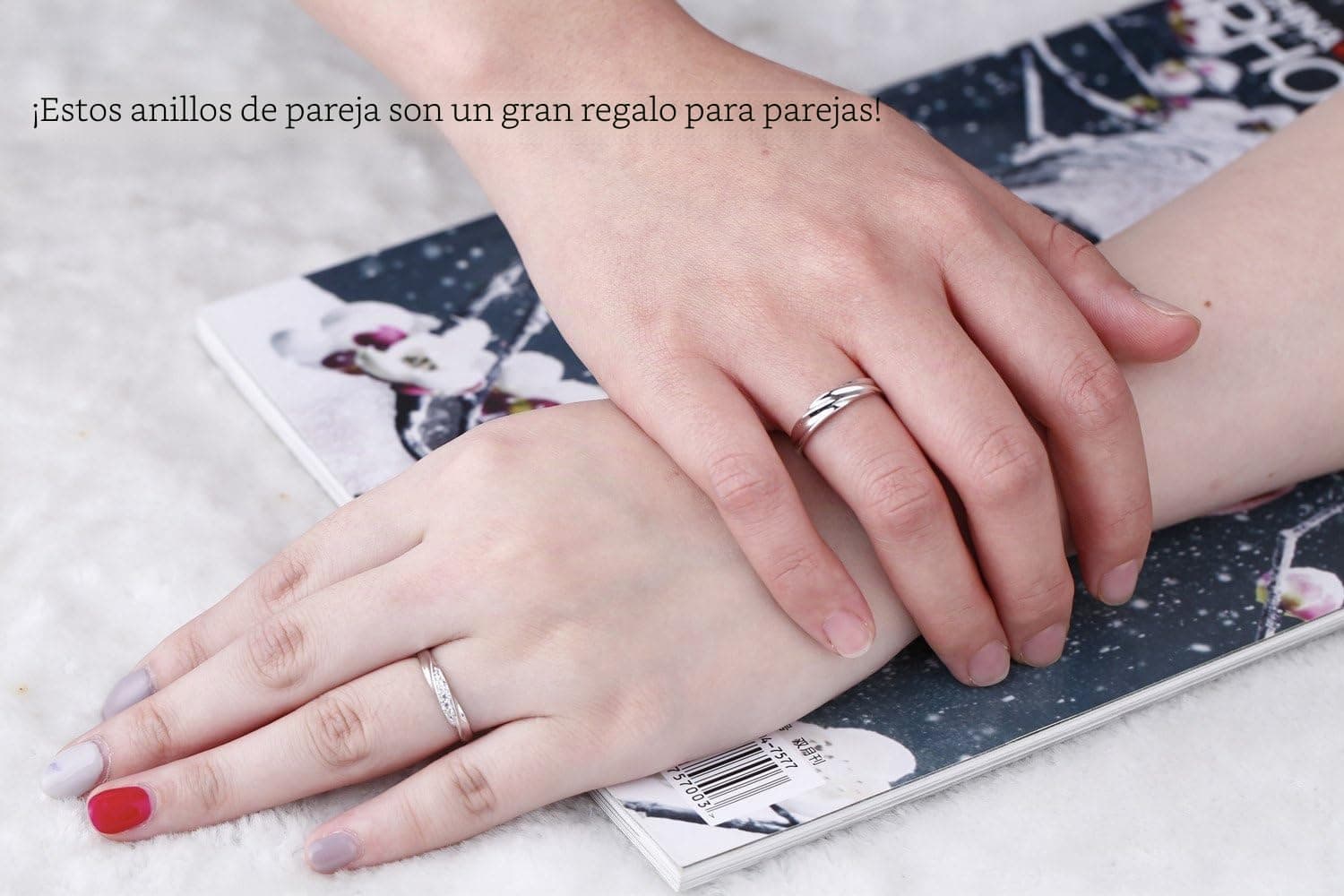 Pareja de anillos de compromiso Endless Love en plata, foto 2