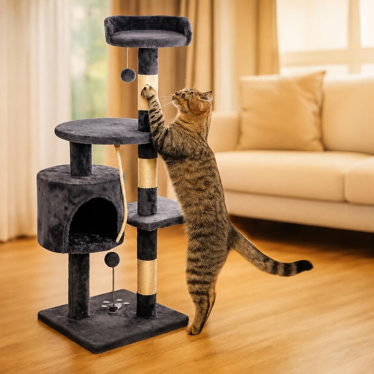 Árbol rascador para gatos de 3 alturas, foto 2