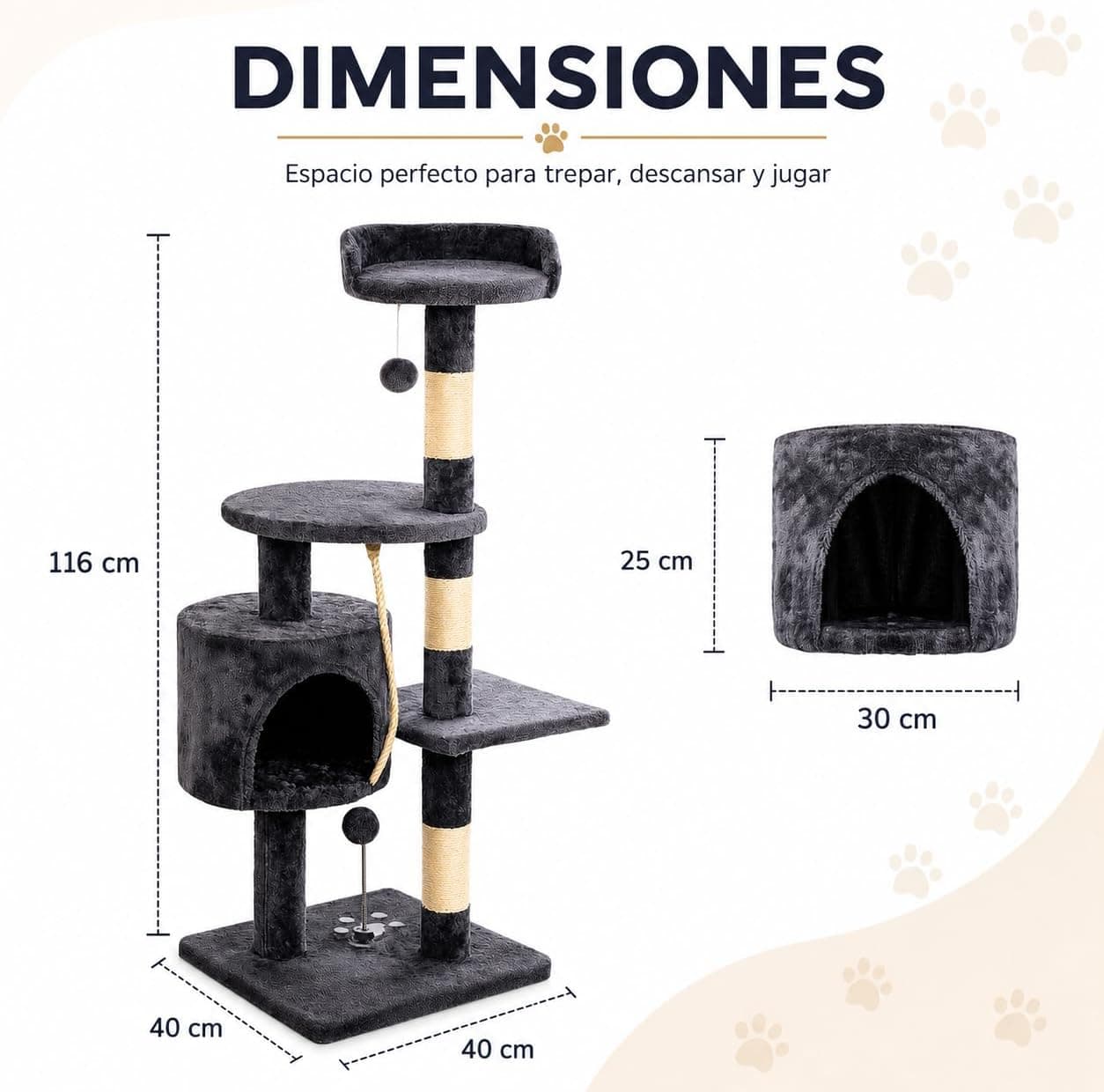 Árbol rascador para gatos de 3 alturas, foto 3