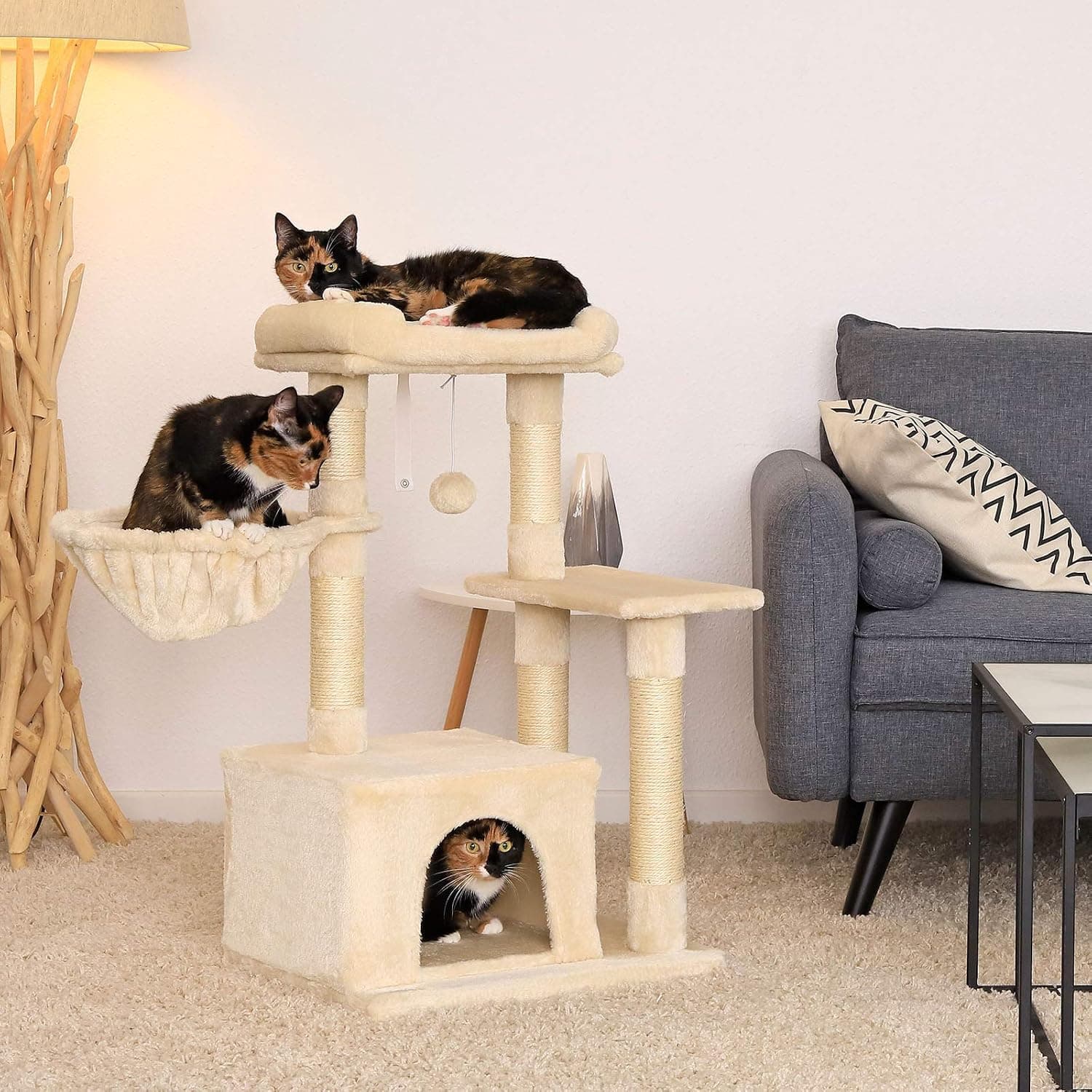Árbol rascador para gatos de 85 cm con cueva, foto 2