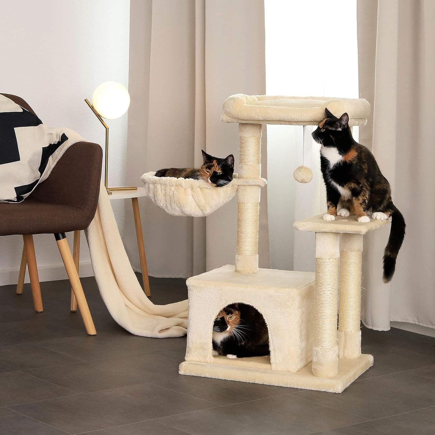 Árbol rascador para gatos de 85 cm con cueva, foto 3