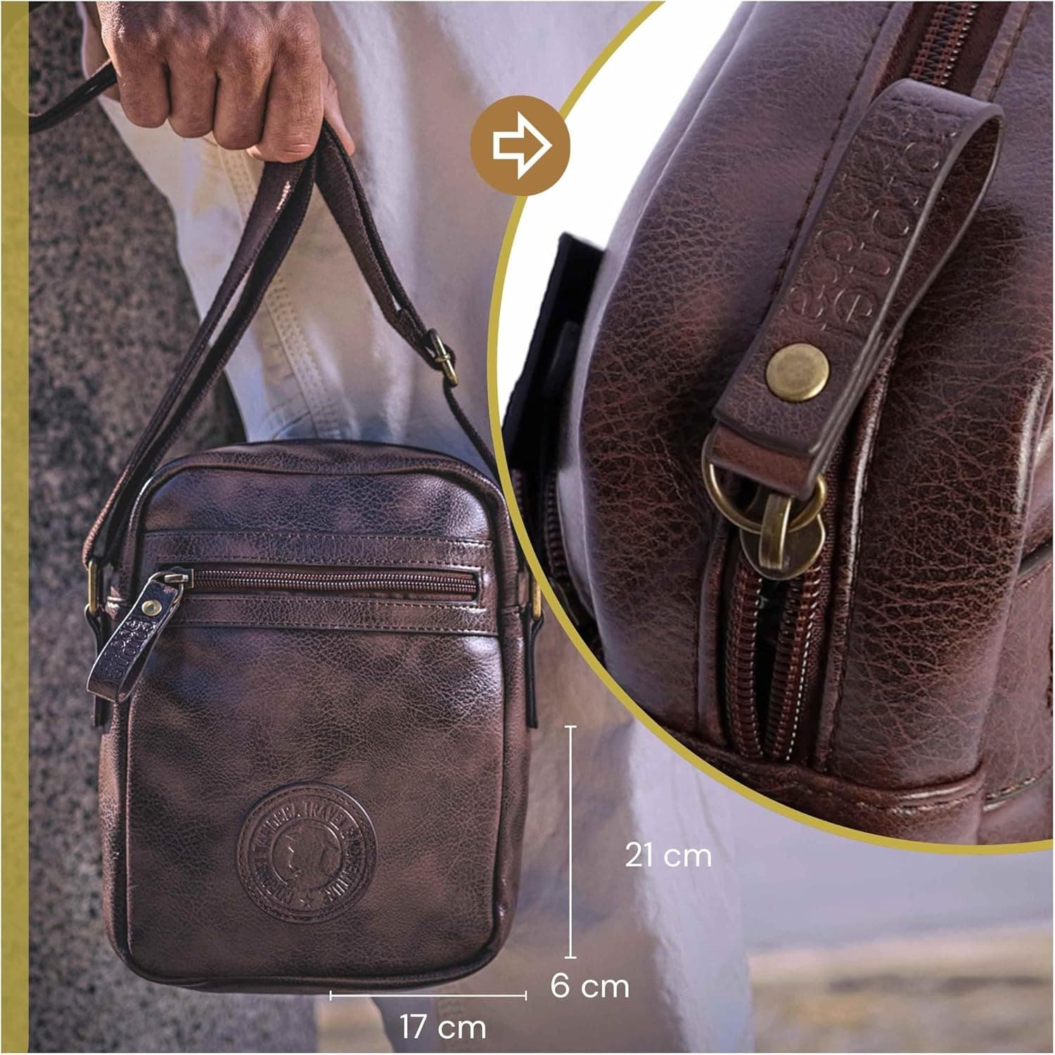 Bandolera de piel para hombre, de Coronel Tapiocca, foto 3