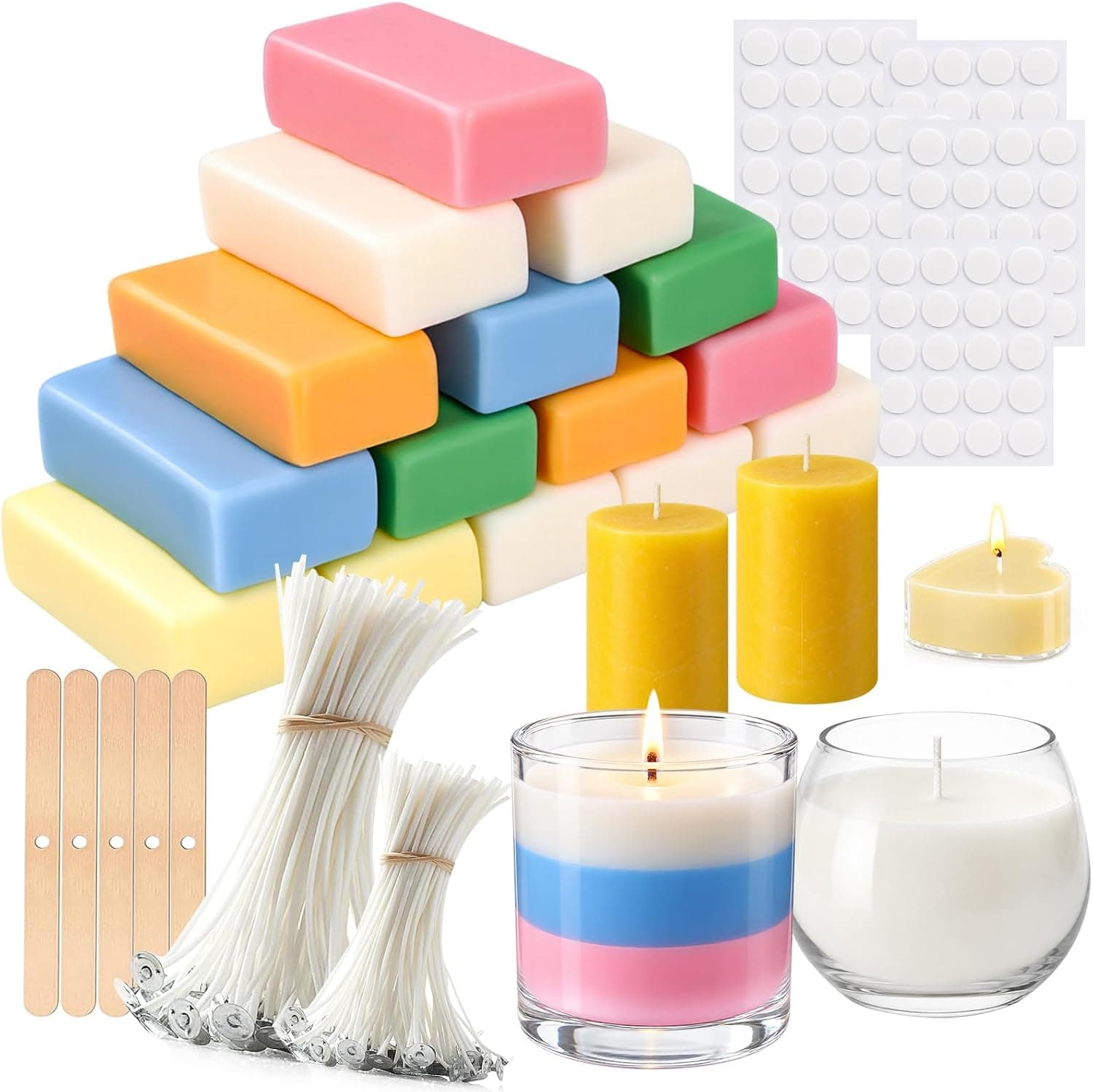 Quince barras de cera de colores para hacer velas de capas