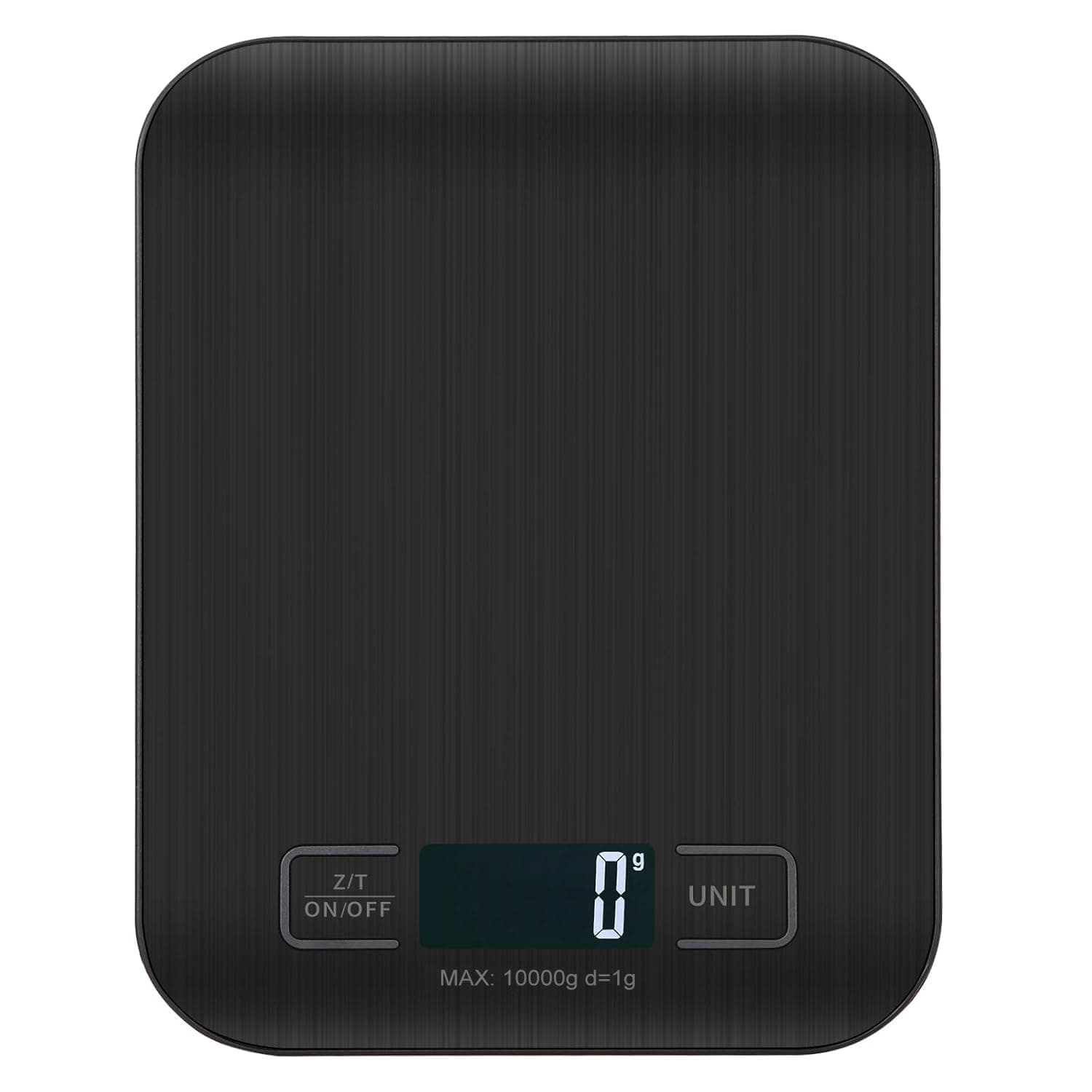 Báscula de cocina digital negra con pantalla LCD