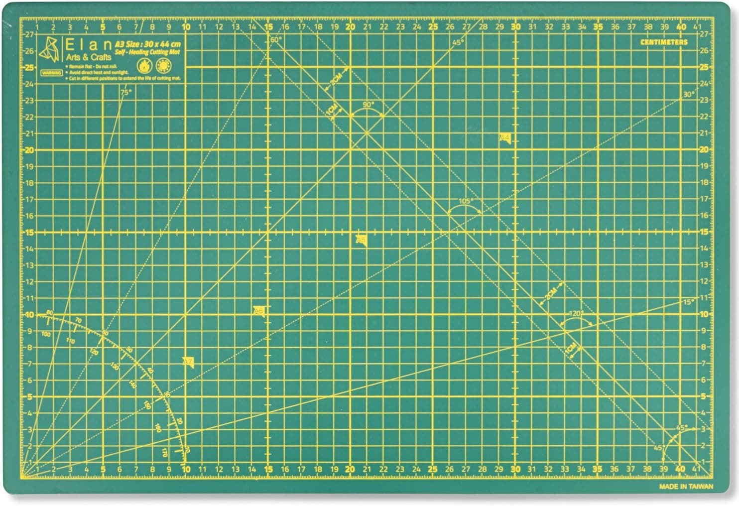 Base de corte verde con rejilla, tamaño A3