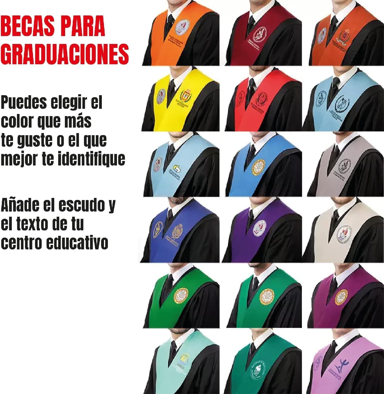 Beca de Graduación Azul con Bordado Personalizado, foto 3
