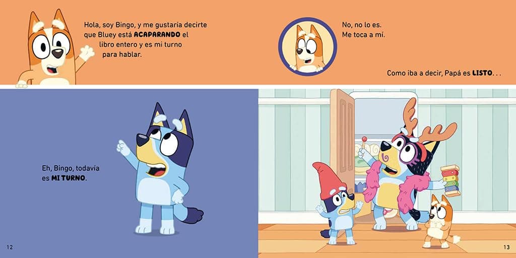 Páginas interiores del cuento de Bluey