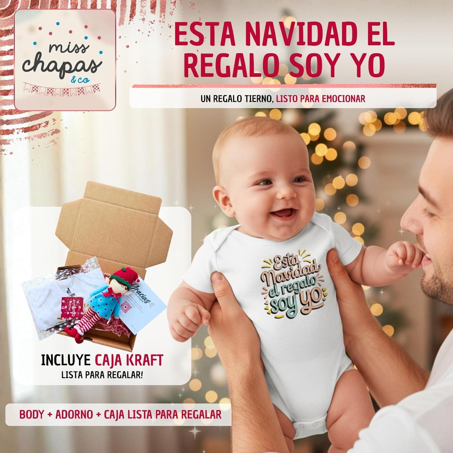 Body de Bebé "El Regalo Soy Yo" con Adorno Navideño, foto 2
