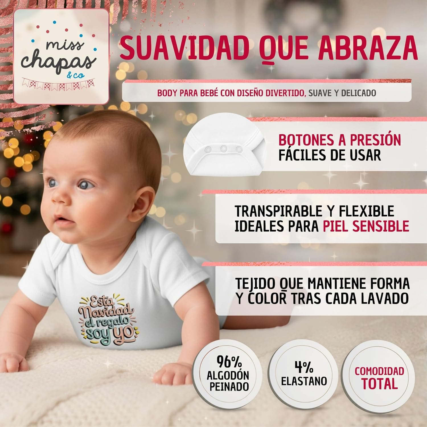 Body de Bebé "El Regalo Soy Yo" con Adorno Navideño, foto 3