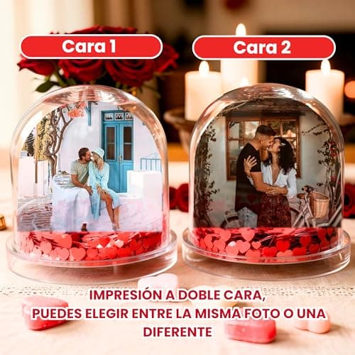 Detalle de la Bola de Nieve Cristal Plaque Corazones
