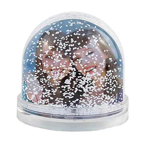Bola de nieve personalizada a dos caras, con foto y texto, rellena de copos de nieve