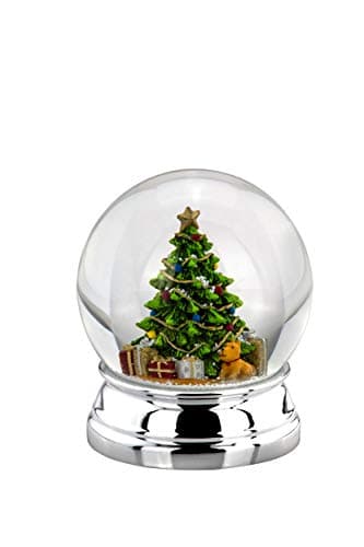 Bola de nieve grande y clásica con árbol de Navidad y base plateada, de Hermann Bauer