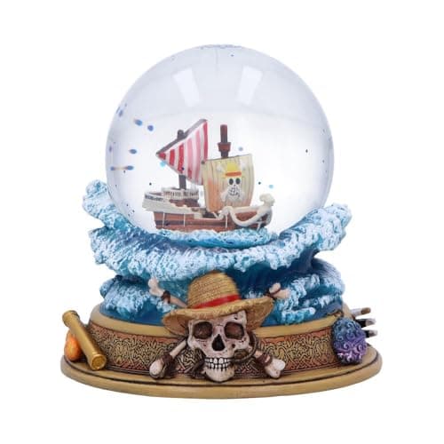 Bola de nieve con el barco Going Merry de One Piece sobre una base de olas del océano